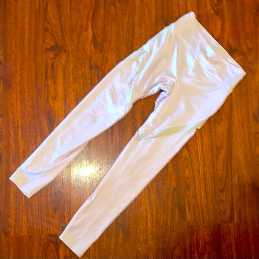 Forever 21 dusty rose yoga pants with mesh stripes on  & down legs size S